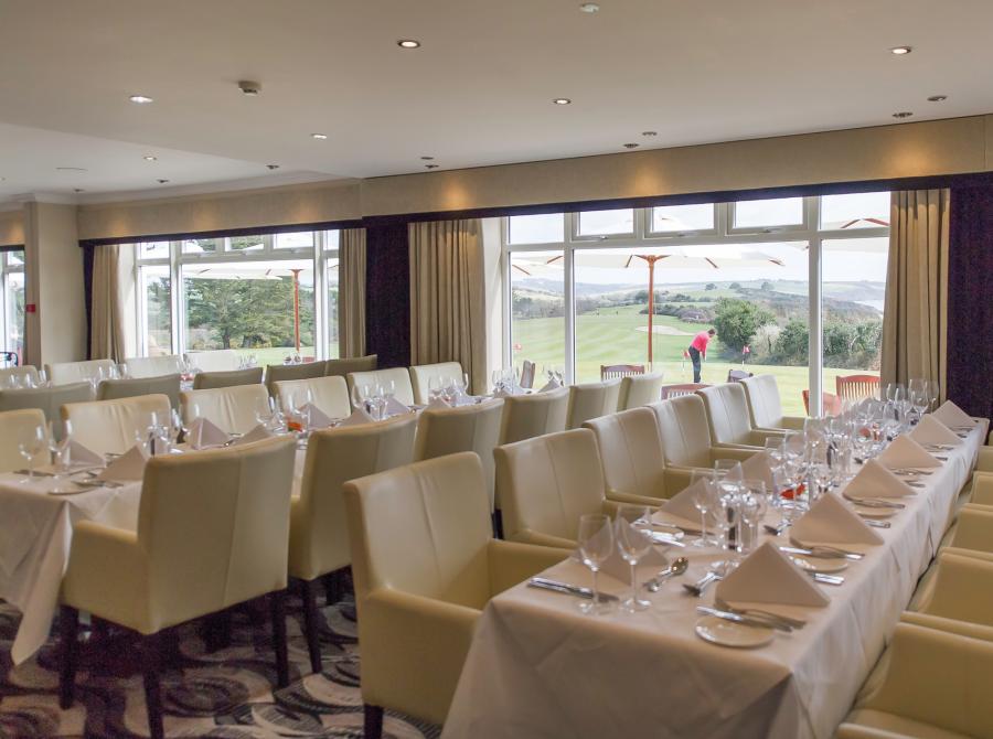 Carlyon bay Golf Clubhouse tables laid up for function