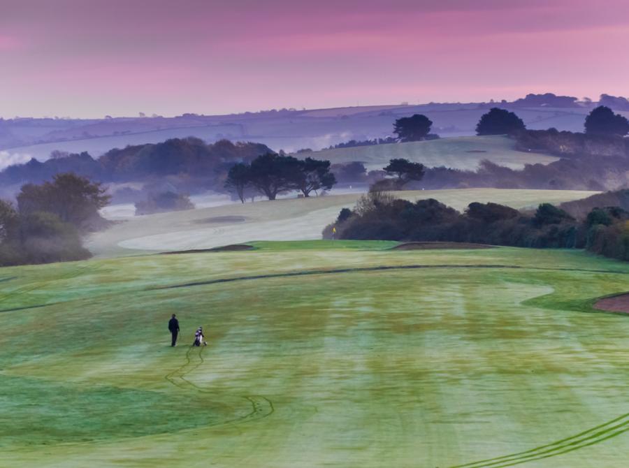 early morning mist over Carlyon Bay golf course