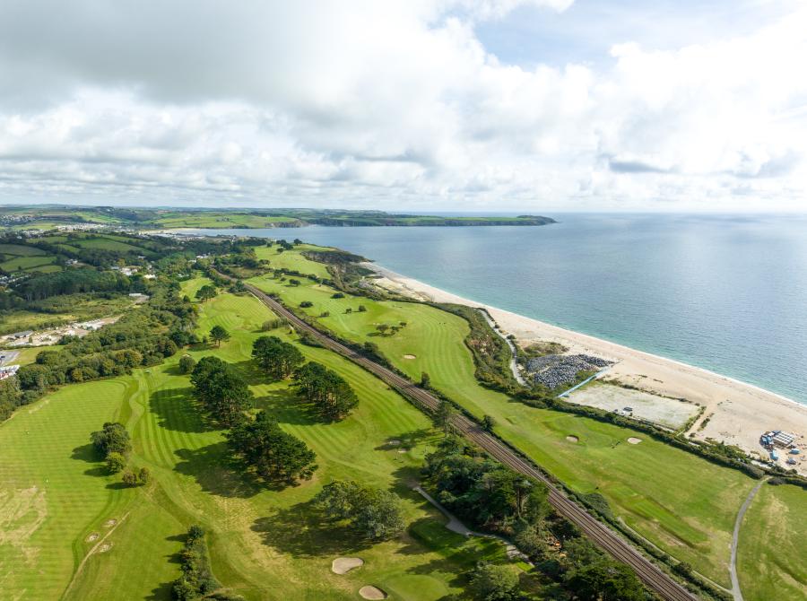 Aerial shot of Carlyon Bay Golf Course