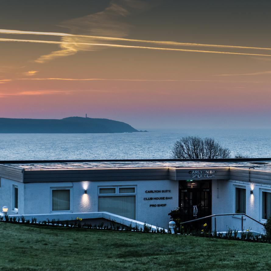 Carlyon Bay Clubhouse and sunrise